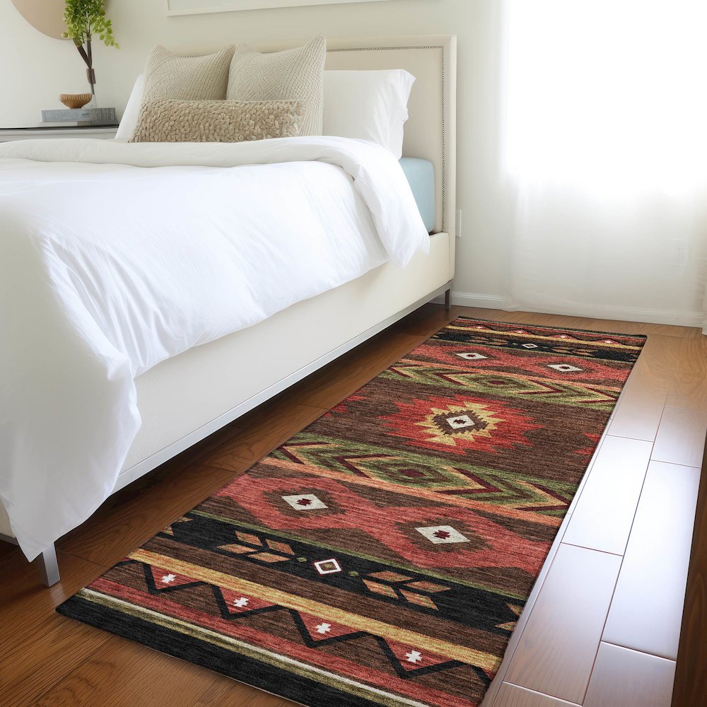 Premium Machine Washable Mayfield  Brown 2'3" x 7'6" Runner Rug. Picture 5