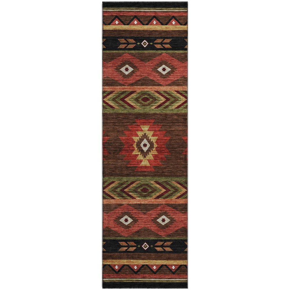 Premium Machine Washable Mayfield  Brown 2'3" x 7'6" Runner Rug. Picture 1
