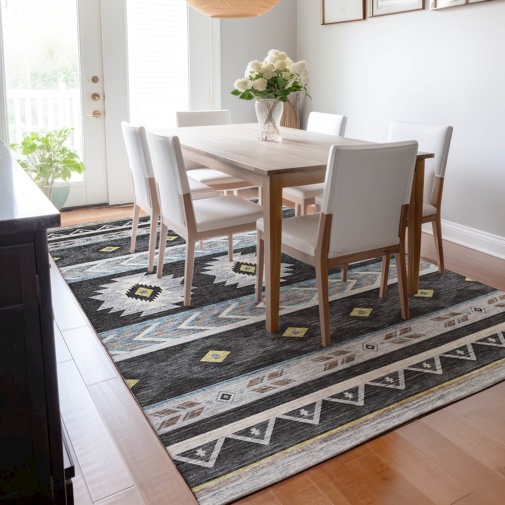 Premium Machine Washable Mayfield  Midnight 2'6" x 3'10" Rug. Picture 6
