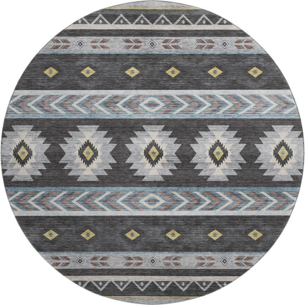 Premium Machine Washable Mayfield  Midnight 8' x 8' Round Rug. Picture 1