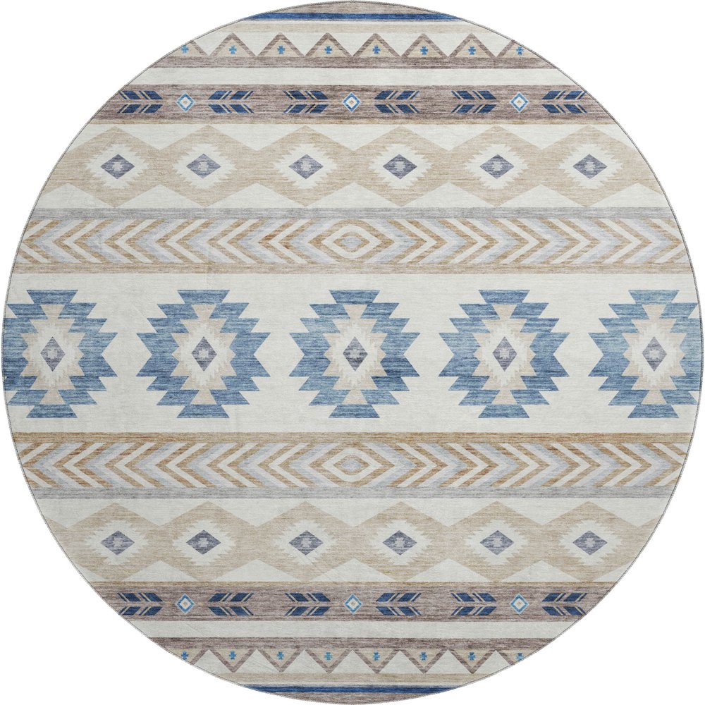 Premium Machine Washable Mayfield  Taupe 8' x 8' Round Rug. Picture 1
