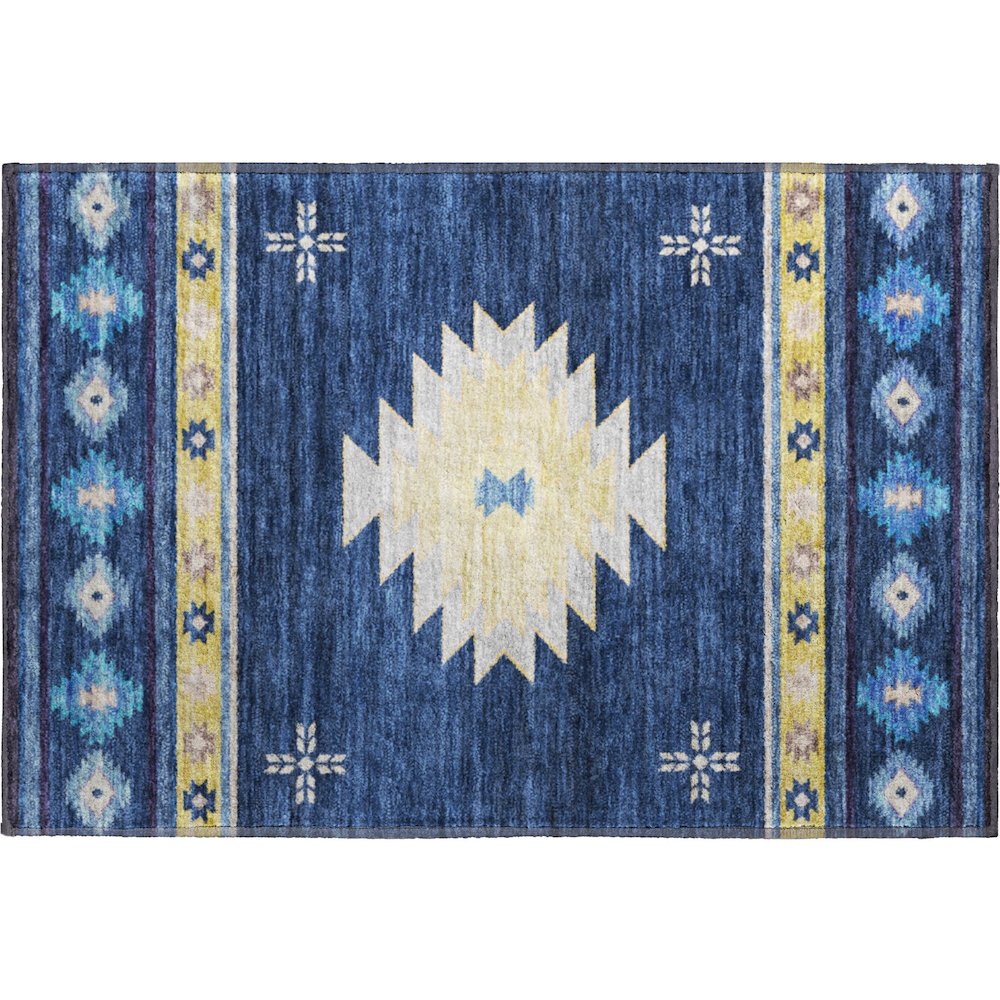 Premium Machine Washable Mayfield  Blue 1'8" x 2'6" Rug. Picture 1