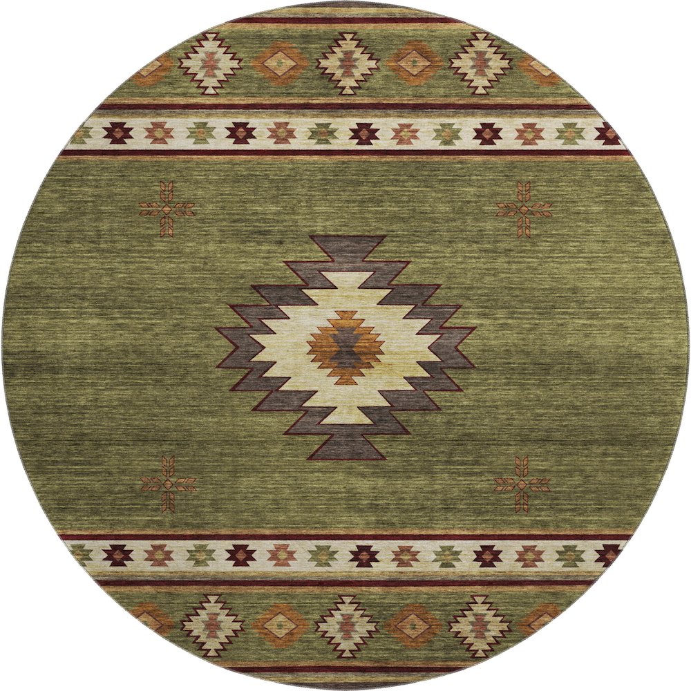 Premium Machine Washable Mayfield  Green 8' x 8' Round Rug. Picture 1