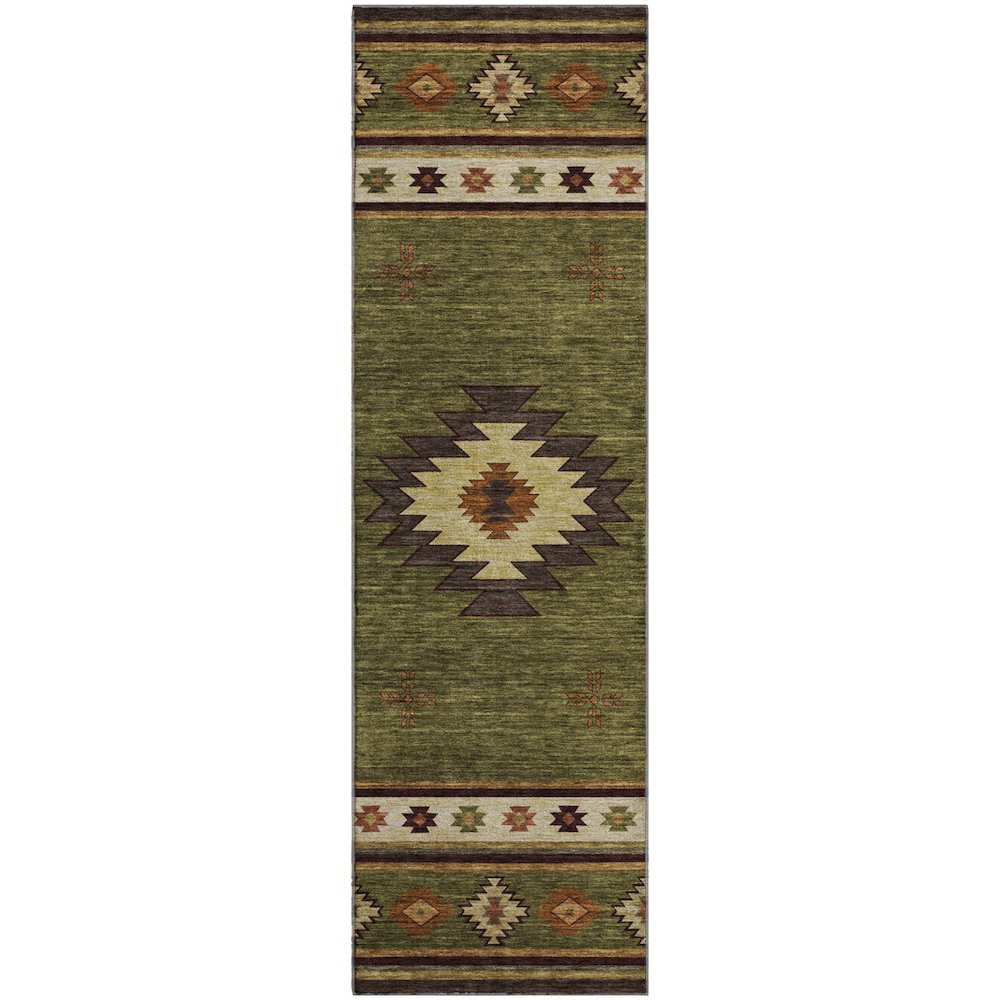 Premium Machine Washable Mayfield  Green 2'3" x 7'6" Runner Rug. Picture 1