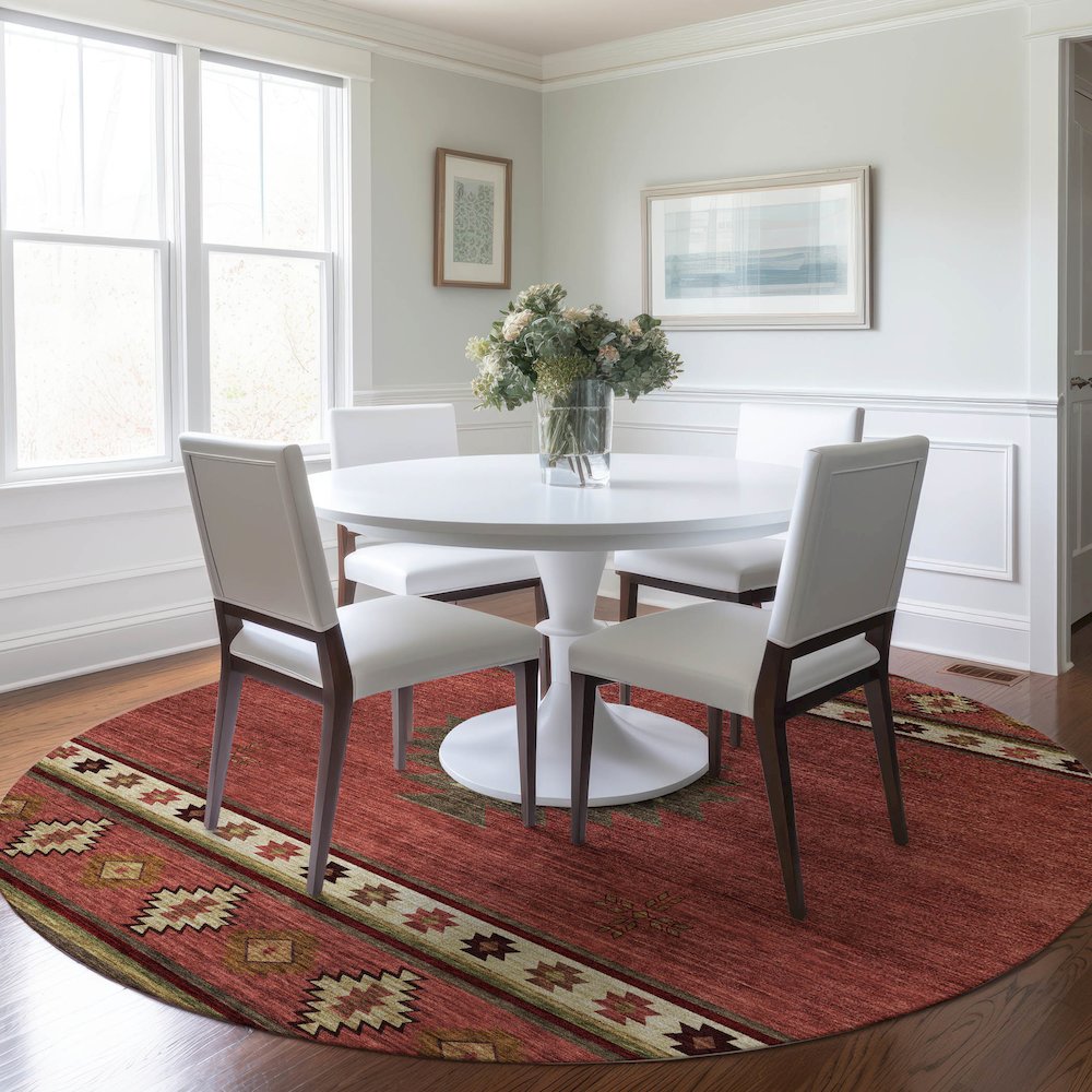 Premium Machine Washable Mayfield  Spice 8' x 8' Round Rug. Picture 5