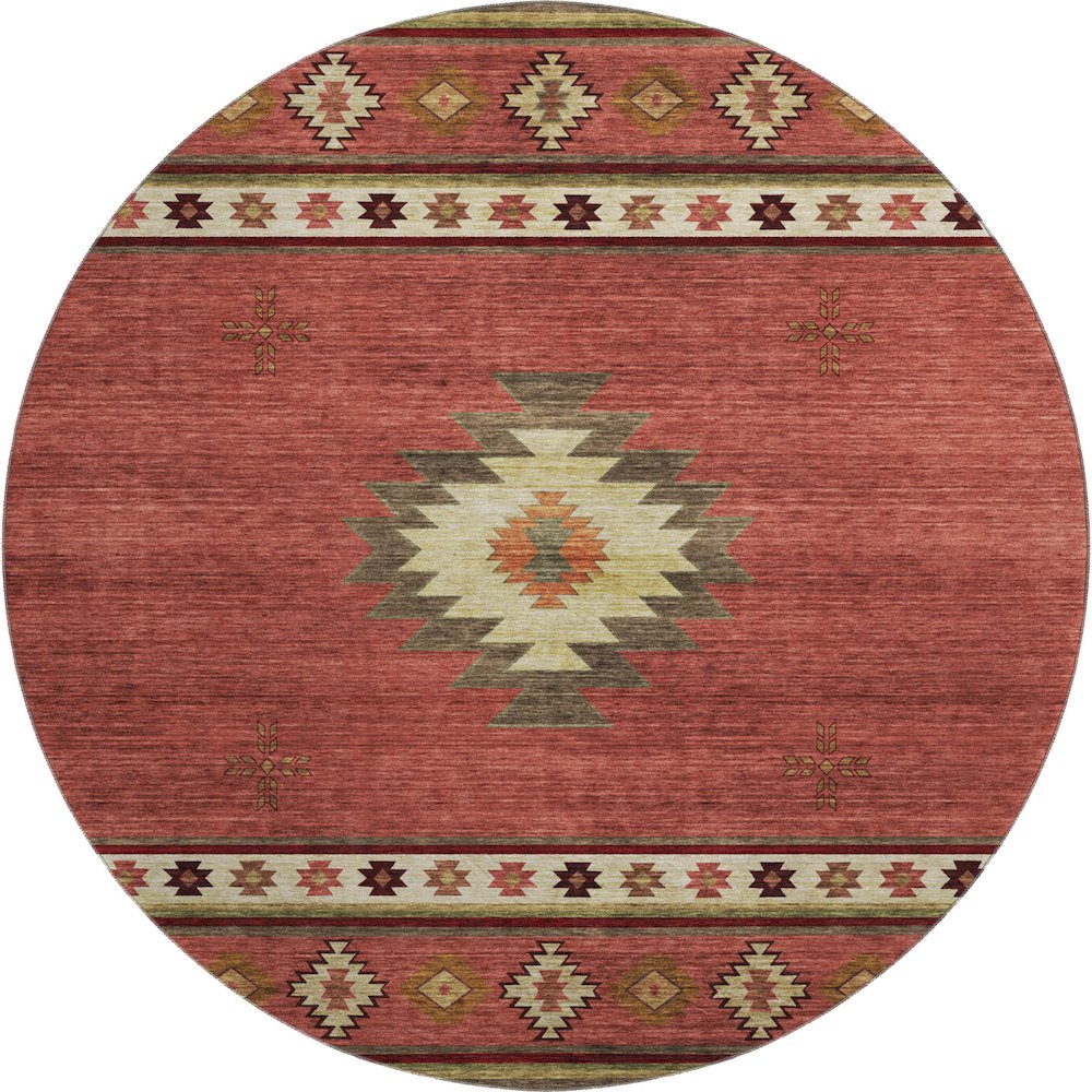 Premium Machine Washable Mayfield  Spice 8' x 8' Round Rug. Picture 1