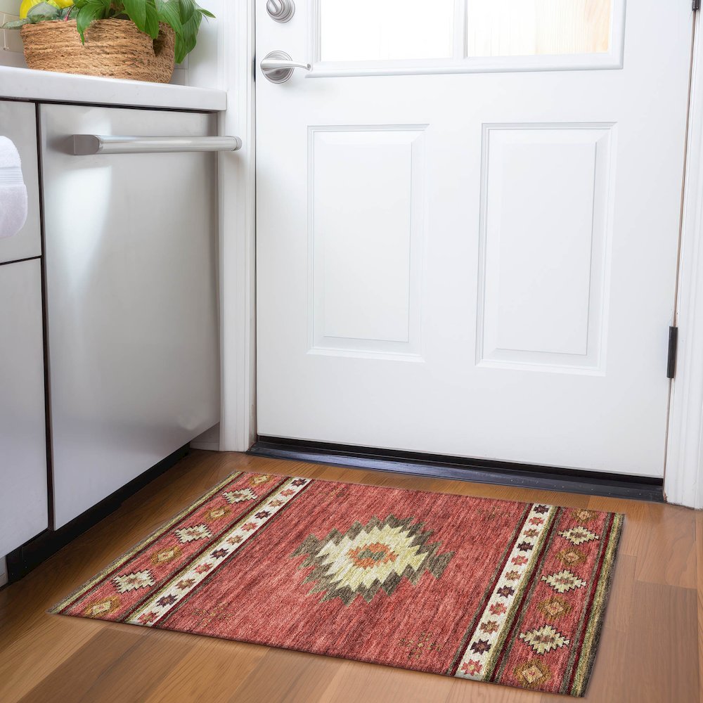 Premium Machine Washable Mayfield  Spice 1'8" x 2'6" Rug. Picture 5