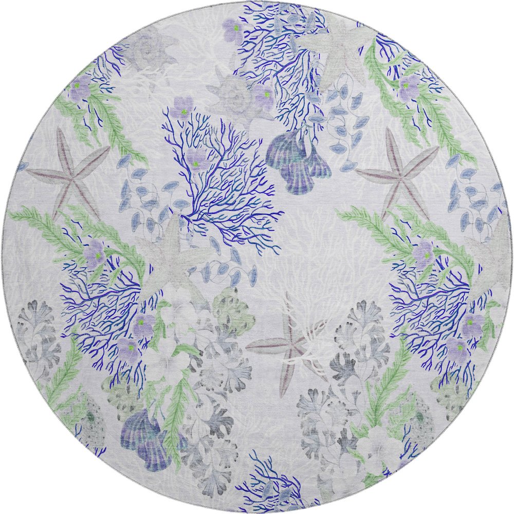 Premium Machine Washable Mayfield  Blue 8' x 8' Round Rug. Picture 1