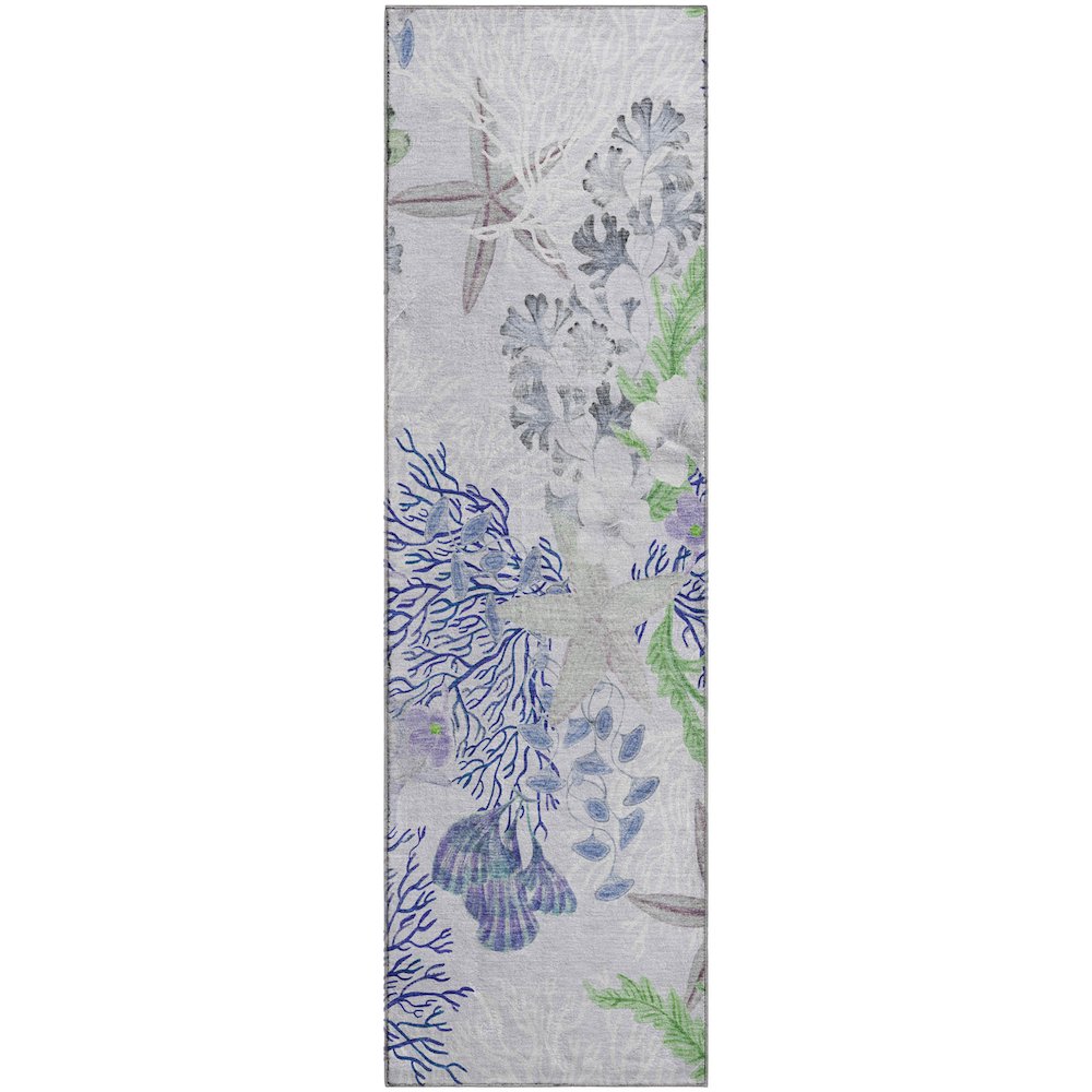 Premium Machine Washable Mayfield  Blue 2'3" x 7'6" Runner Rug. Picture 1