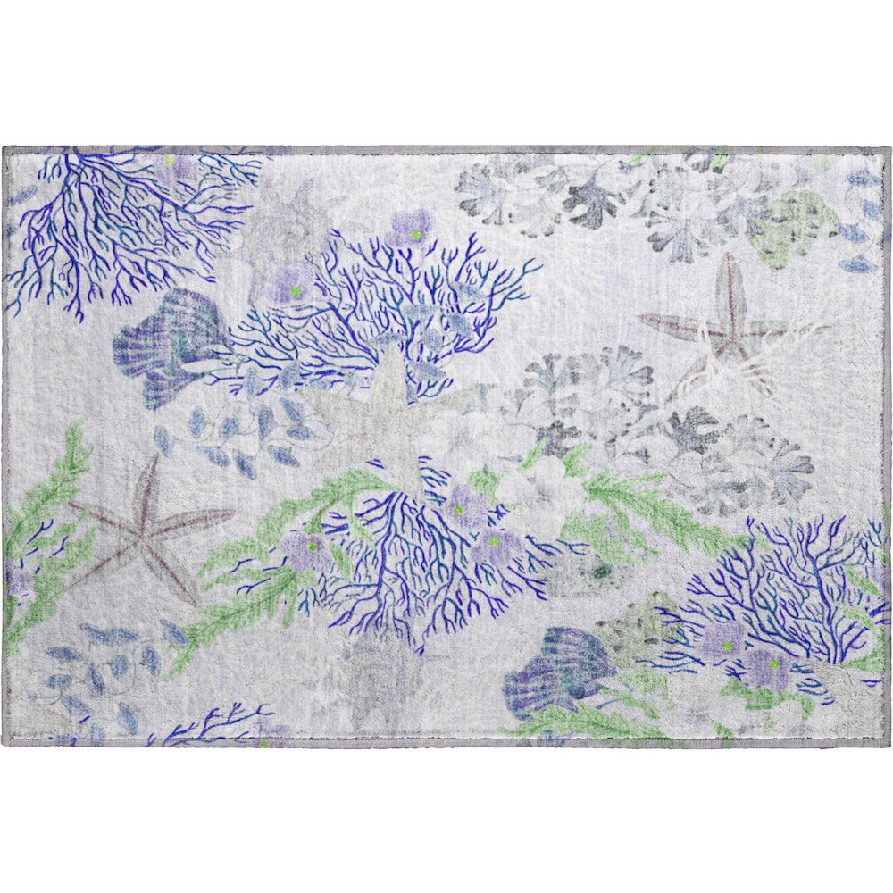 Premium Machine Washable Mayfield  Blue 1'8" x 2'6" Rug. Picture 1