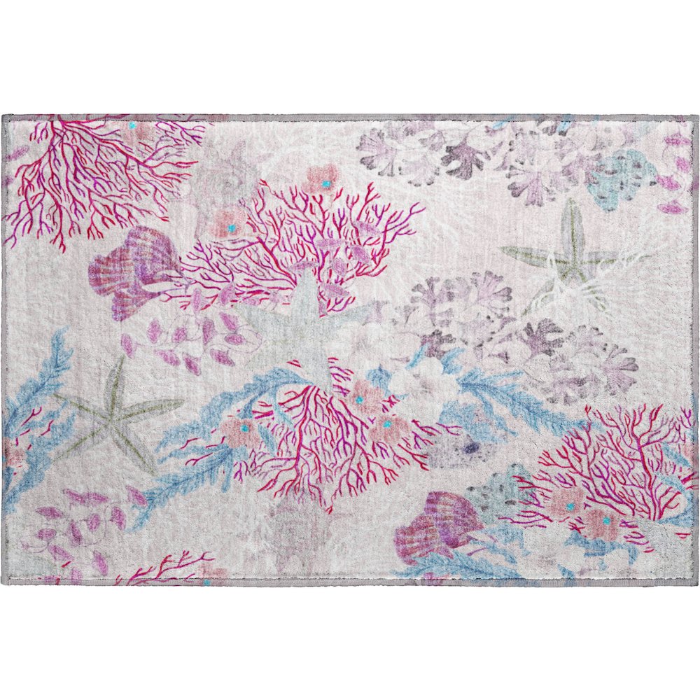 Premium Machine Washable Mayfield  Raspberry 1'8" x 2'6" Rug. Picture 1