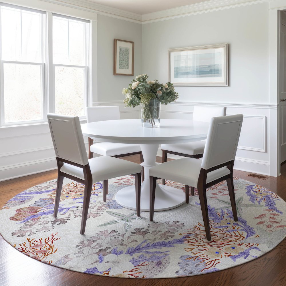 Premium Machine Washable Mayfield  Spice 8' x 8' Round Rug. Picture 5