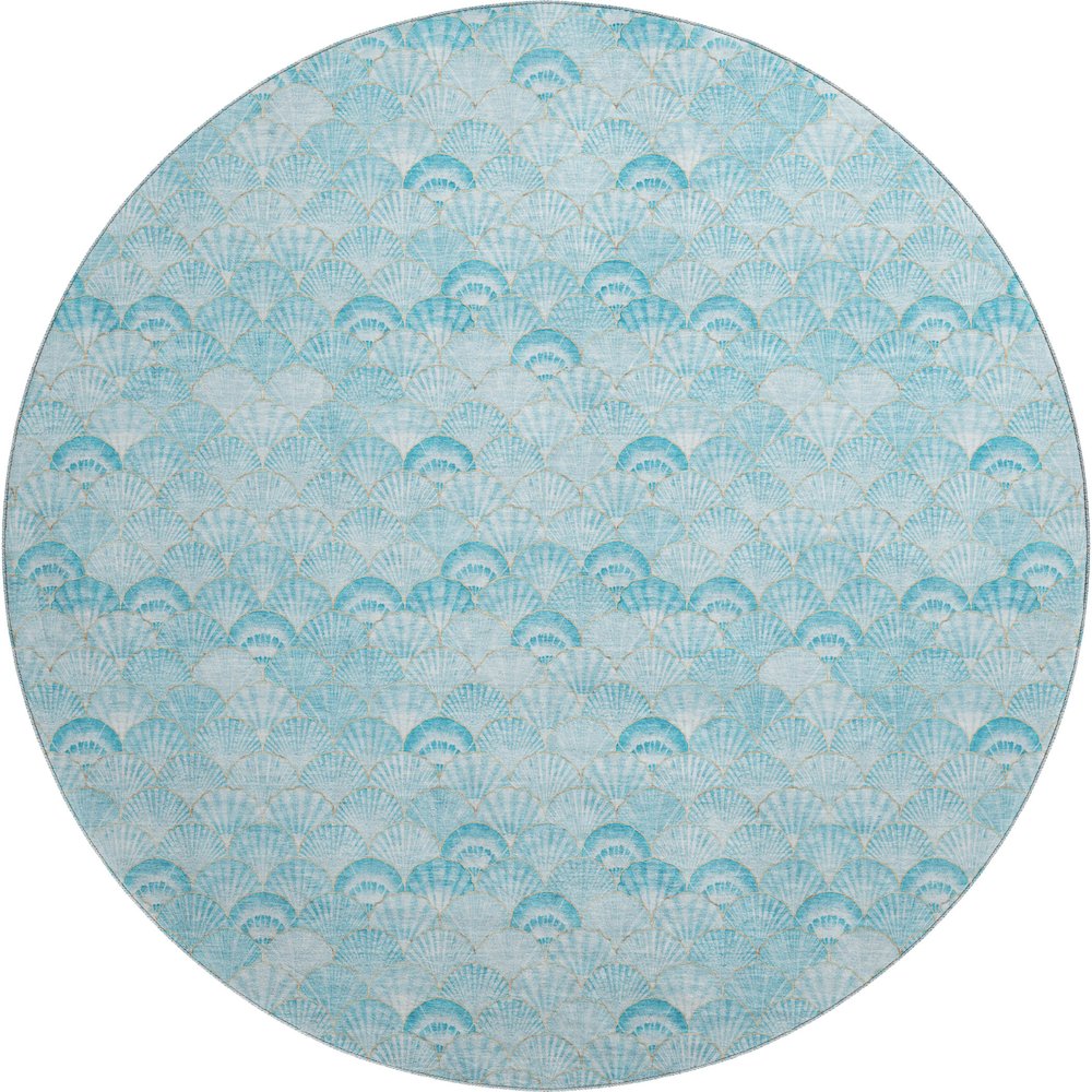 Premium Machine Washable Mayfield  Aqua 8' x 8' Round Rug. Picture 1