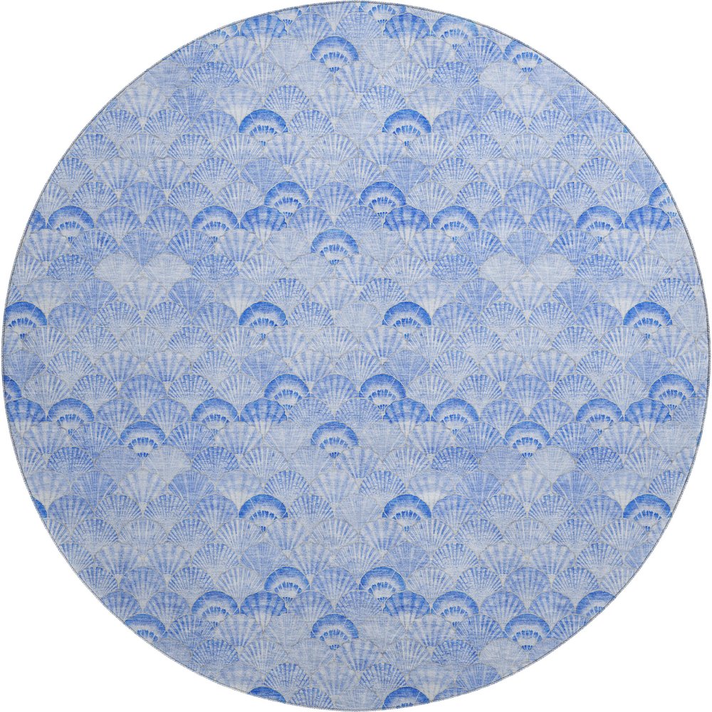 Premium Machine Washable Mayfield  Blue 8' x 8' Round Rug. Picture 1