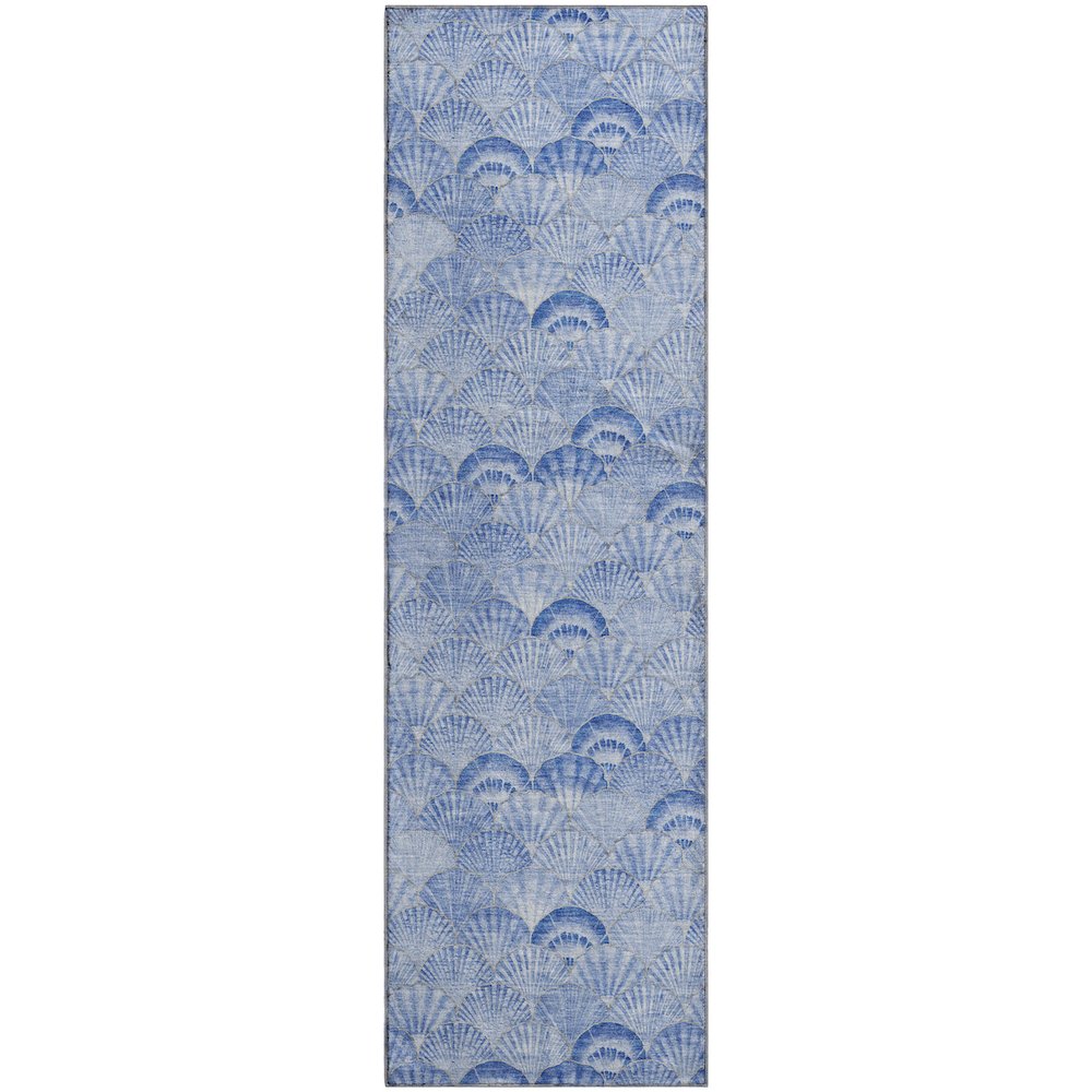Premium Machine Washable Mayfield  Blue 2'3" x 7'6" Runner Rug. Picture 1