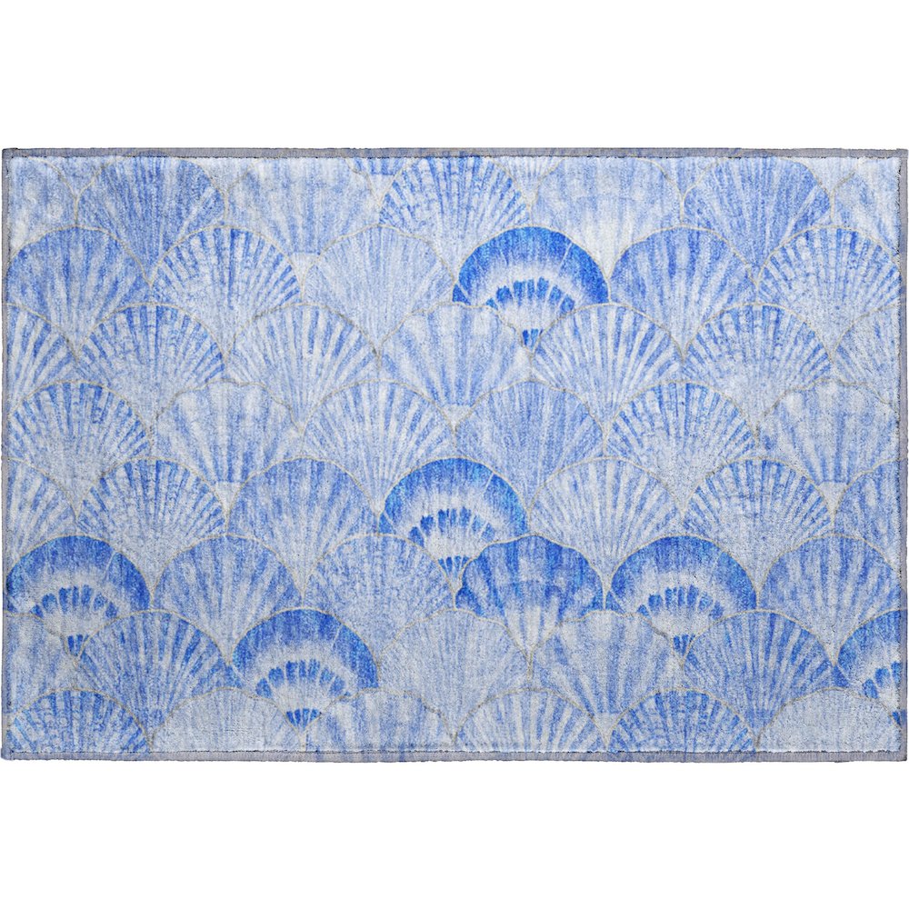 Premium Machine Washable Mayfield  Blue 1'8" x 2'6" Rug. Picture 1