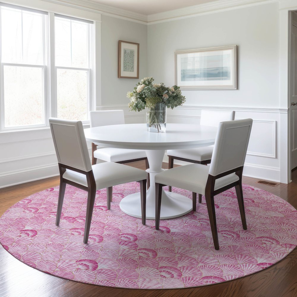 Premium Machine Washable Mayfield  Pink 8' x 8' Round Rug. Picture 5