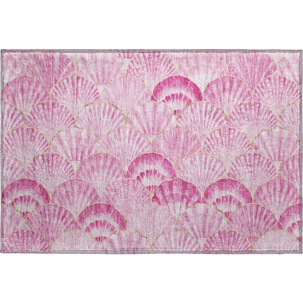 Premium Machine Washable Mayfield  Pink 1'8" x 2'6" Rug. Picture 1