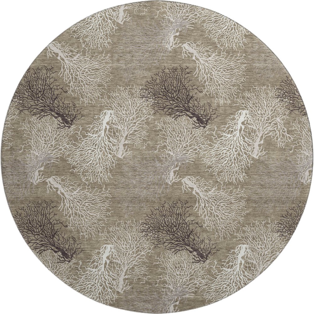 Premium Machine Washable Mayfield  Latte 8' x 8' Round Rug. Picture 1