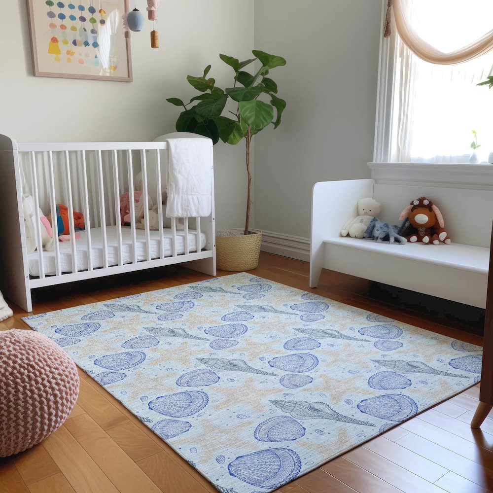 Premium Machine Washable Mayfield  Blue 2'6" x 3'10" Rug. Picture 5