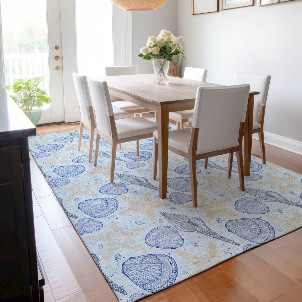 Premium Machine Washable Mayfield  Blue 2'6" x 3'10" Rug. Picture 6