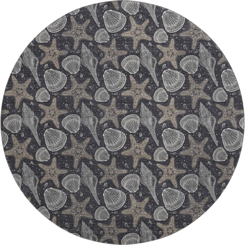 Premium Machine Washable Mayfield  Midnight 8' x 8' Round Rug. Picture 1
