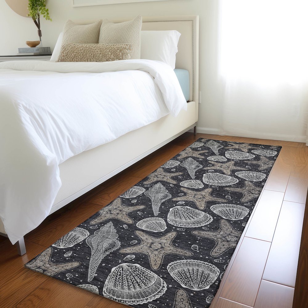 Premium Machine Washable Mayfield  Midnight 2'3" x 7'6" Runner Rug. Picture 5