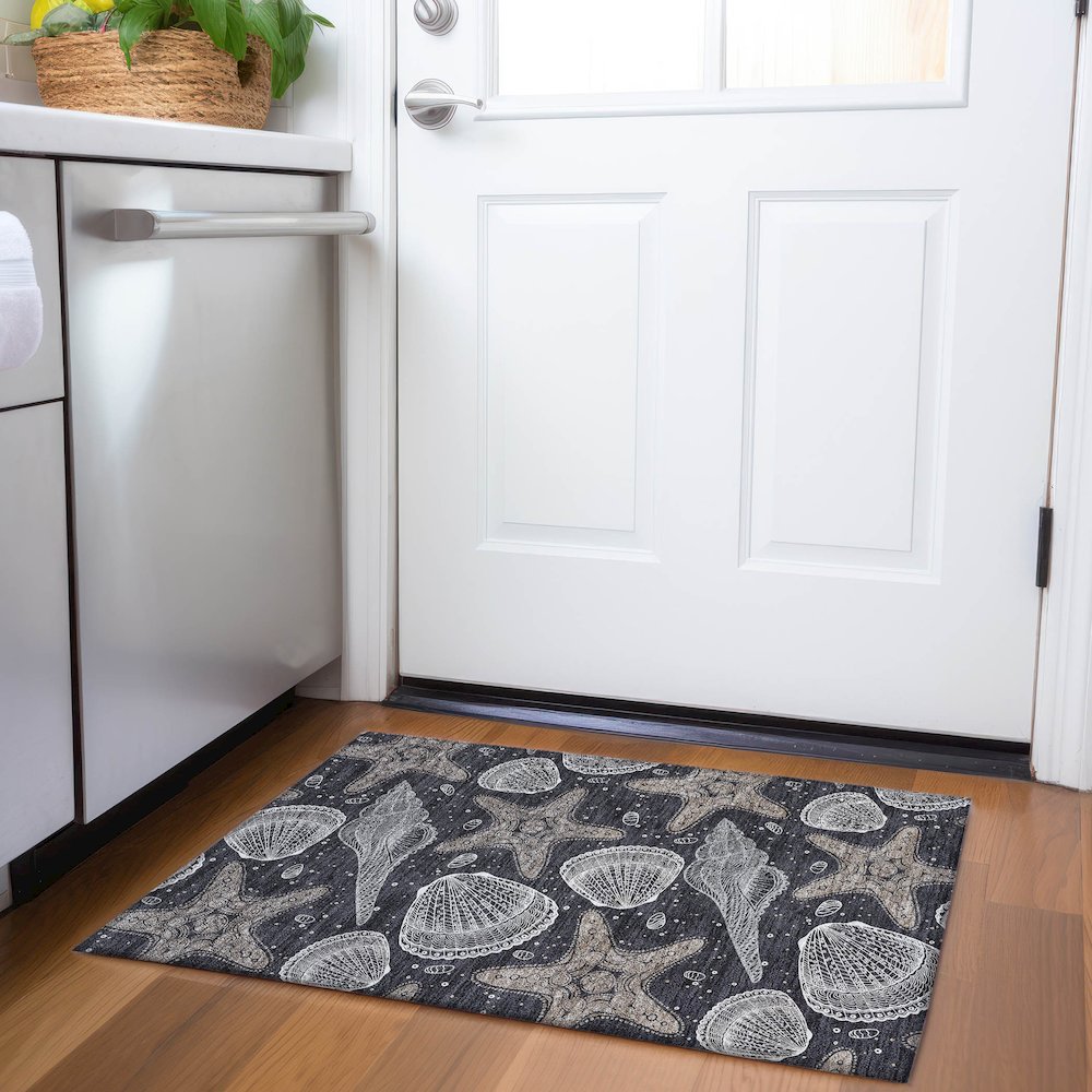 Premium Machine Washable Mayfield  Midnight 1'8" x 2'6" Rug. Picture 5
