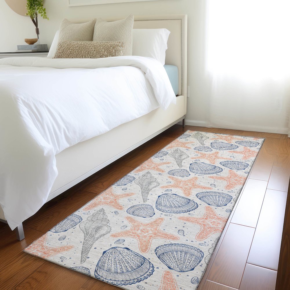 Premium Machine Washable Mayfield  Peach 2'3" x 7'6" Runner Rug. Picture 5