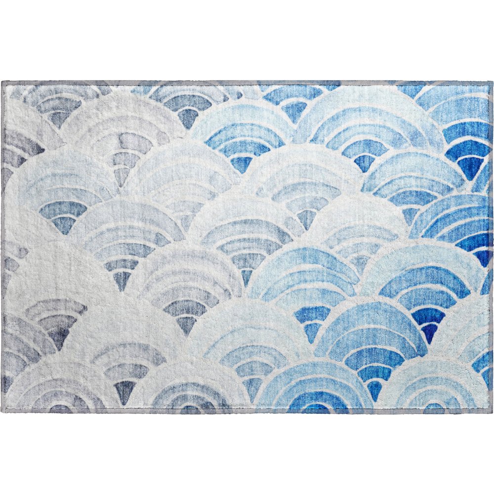 Premium Machine Washable Mayfield  Blue 1'8" x 2'6" Rug. Picture 1