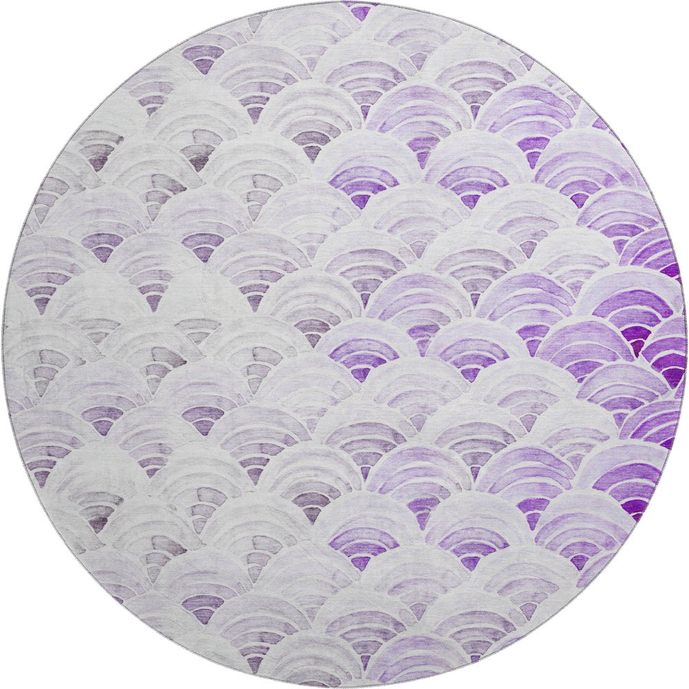 Premium Machine Washable Mayfield  Purple 8' x 8' Round Rug. Picture 1