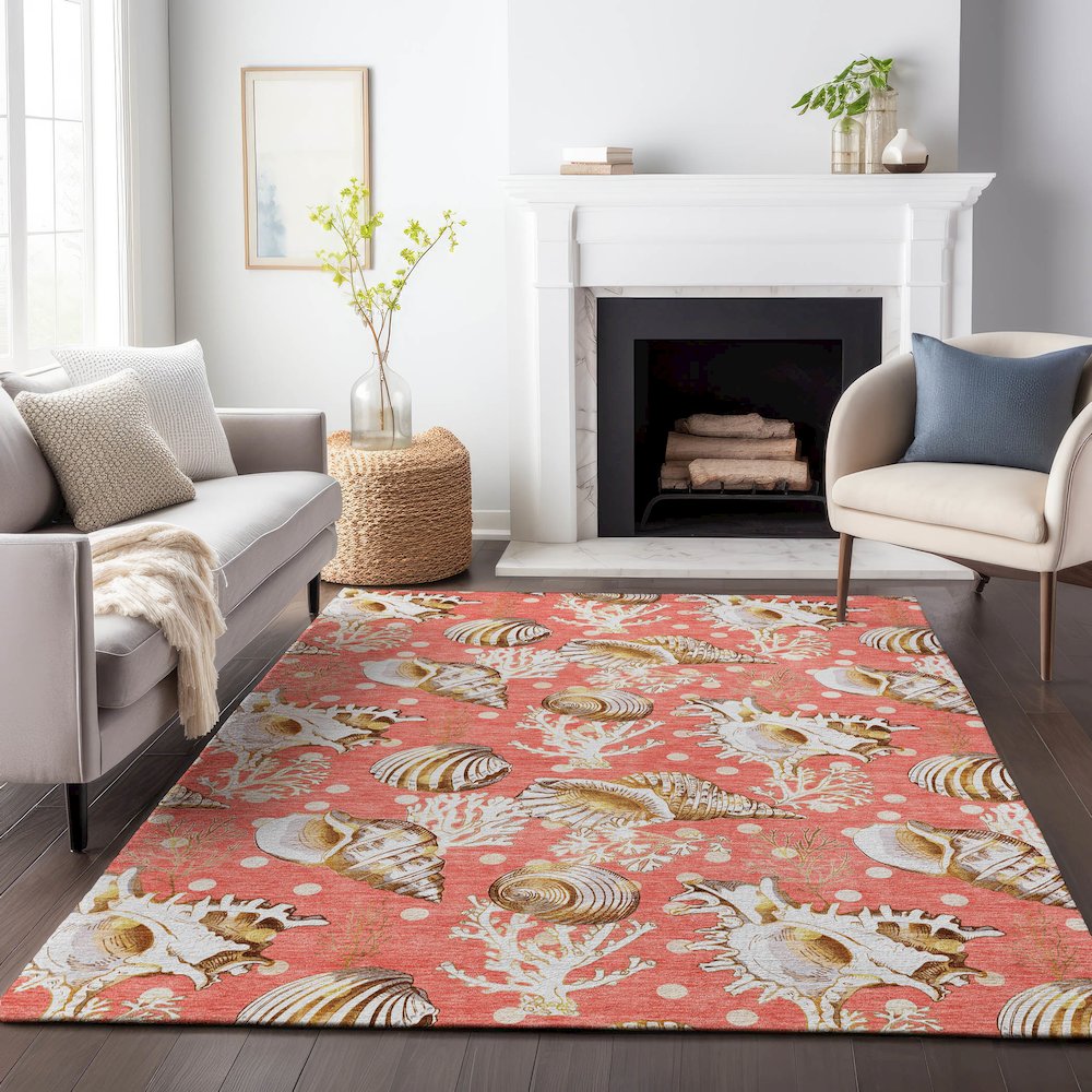 Premium Machine Washable Mayfield  Peach 2'6" x 3'10" Rug. Picture 6