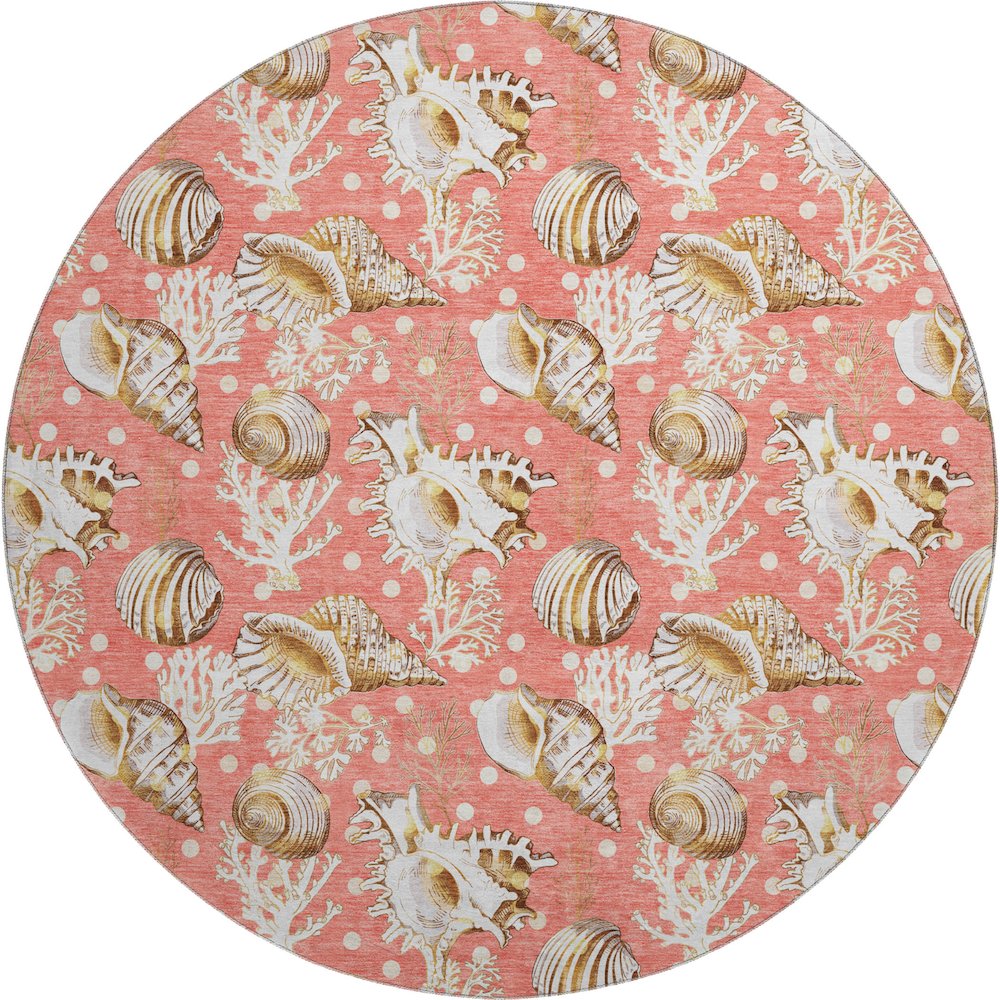 Premium Machine Washable Mayfield  Peach 8' x 8' Round Rug. Picture 1