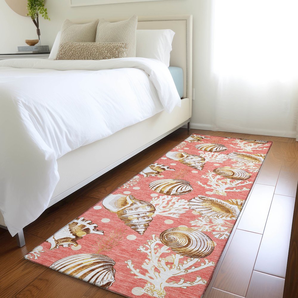 Premium Machine Washable Mayfield  Peach 2'3" x 7'6" Runner Rug. Picture 5