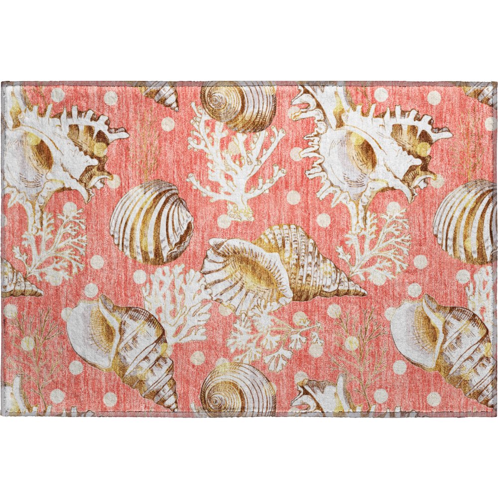 Premium Machine Washable Mayfield  Peach 1'8" x 2'6" Rug. Picture 1