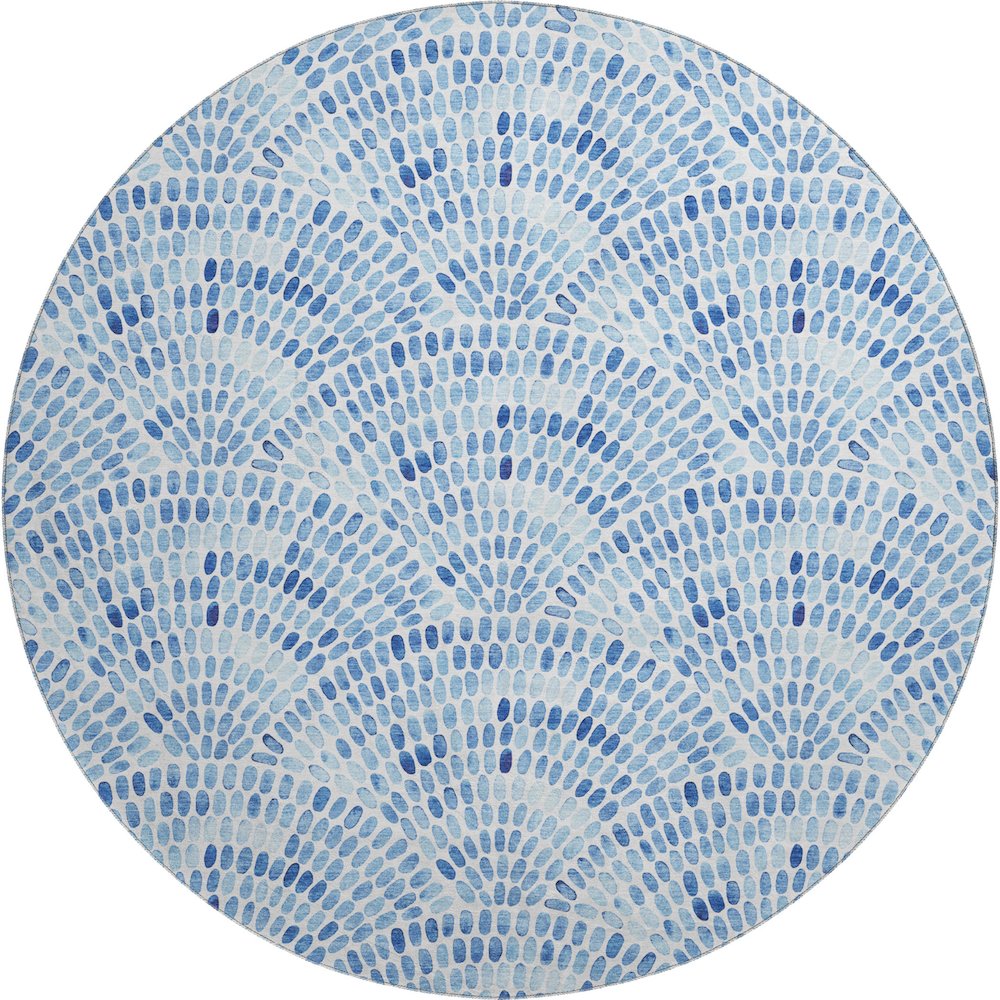 Premium Machine Washable Mayfield  Blue 8' x 8' Round Rug. Picture 1