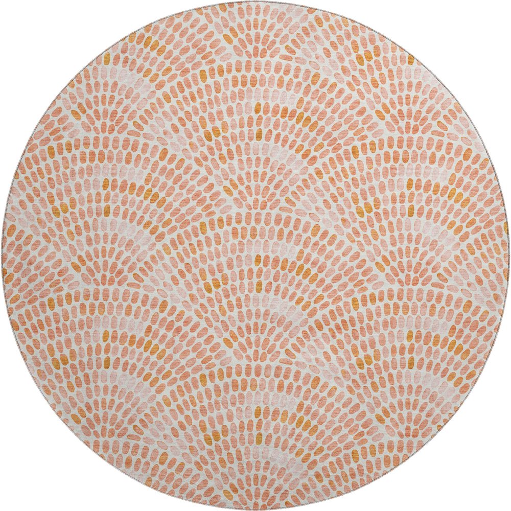 Premium Machine Washable Mayfield  Peach 8' x 8' Round Rug. Picture 1