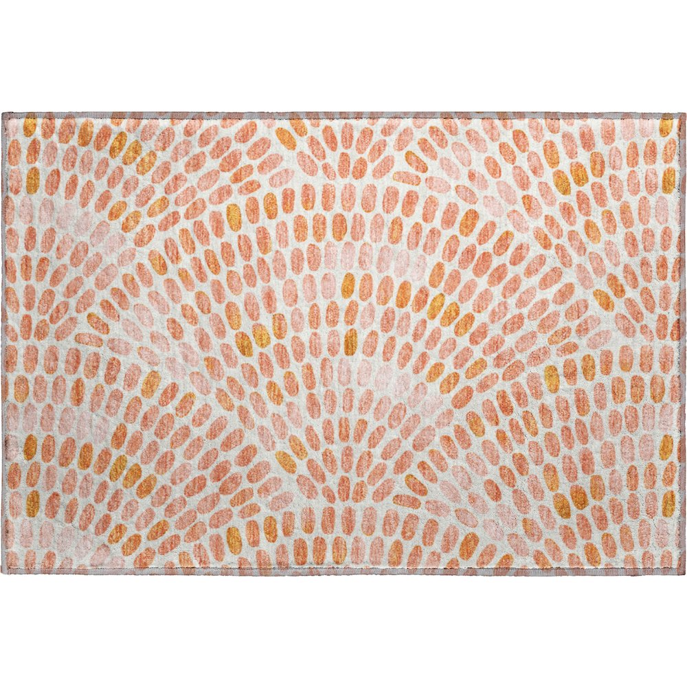 Premium Machine Washable Mayfield  Peach 1'8" x 2'6" Rug. Picture 1