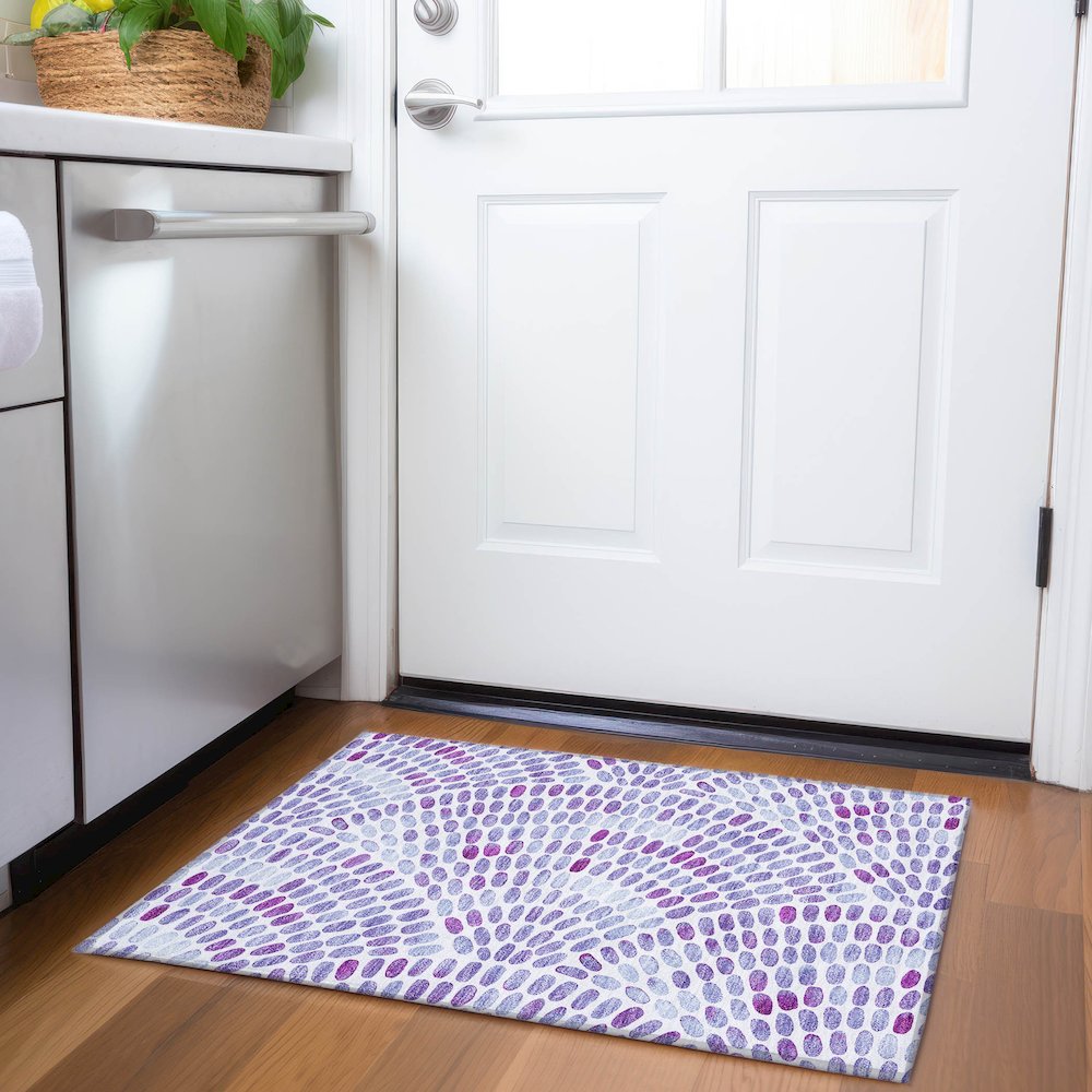Premium Machine Washable Mayfield  Purple 1'8" x 2'6" Rug. Picture 5