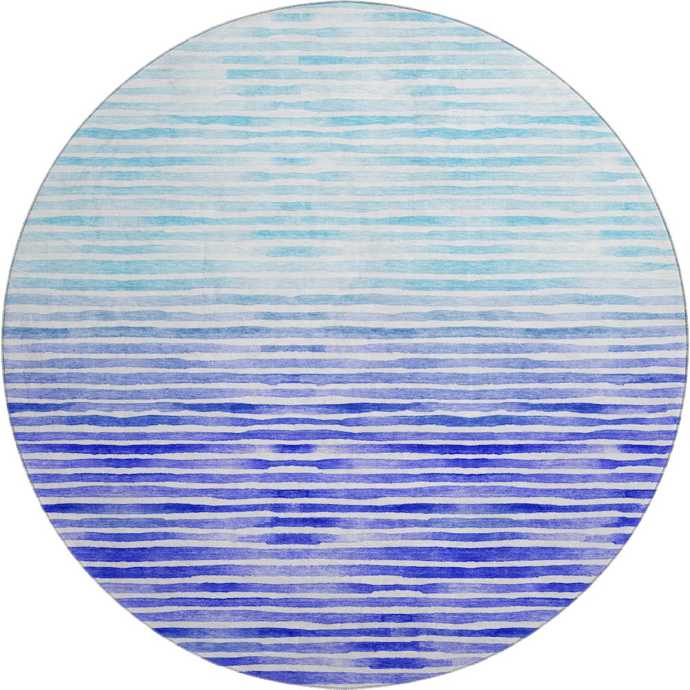 Premium Machine Washable Mayfield  Blue 8' x 8' Round Rug. Picture 1