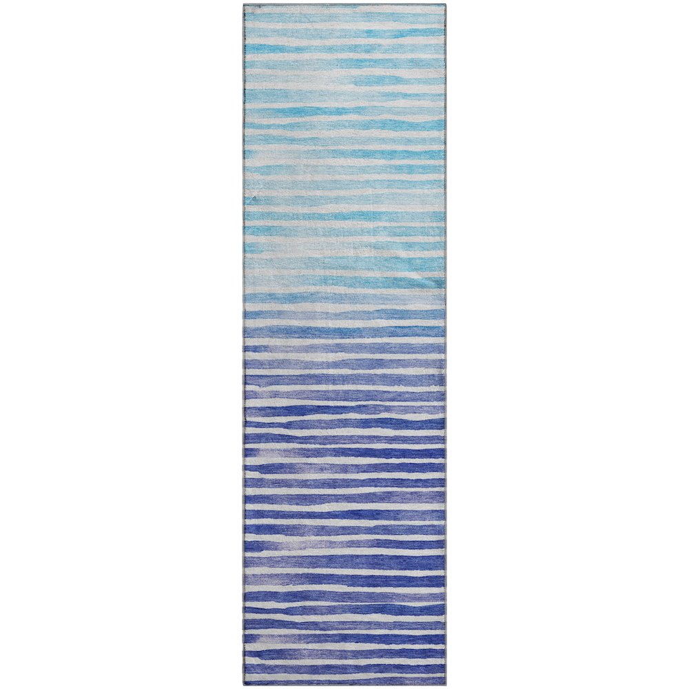 Premium Machine Washable Mayfield  Blue 2'3" x 7'6" Runner Rug. Picture 1