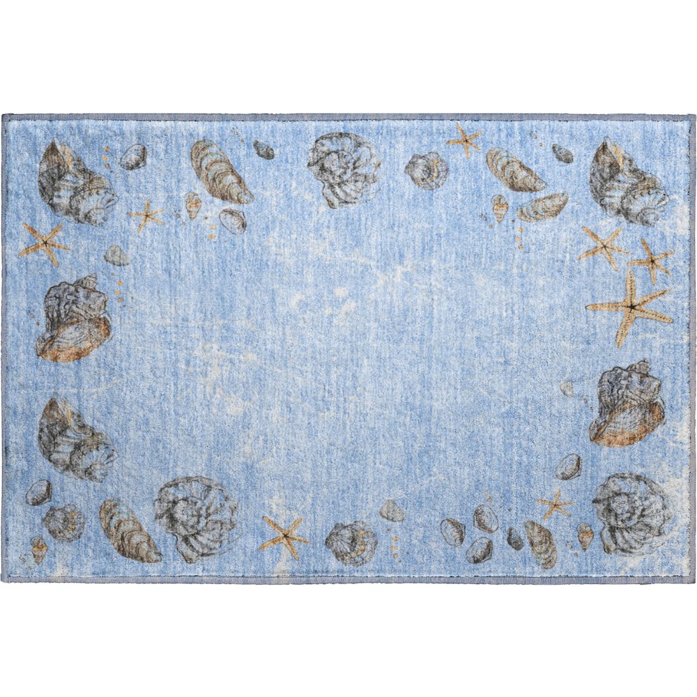 Premium Machine Washable Mayfield  Blue 1'8" x 2'6" Rug. Picture 1