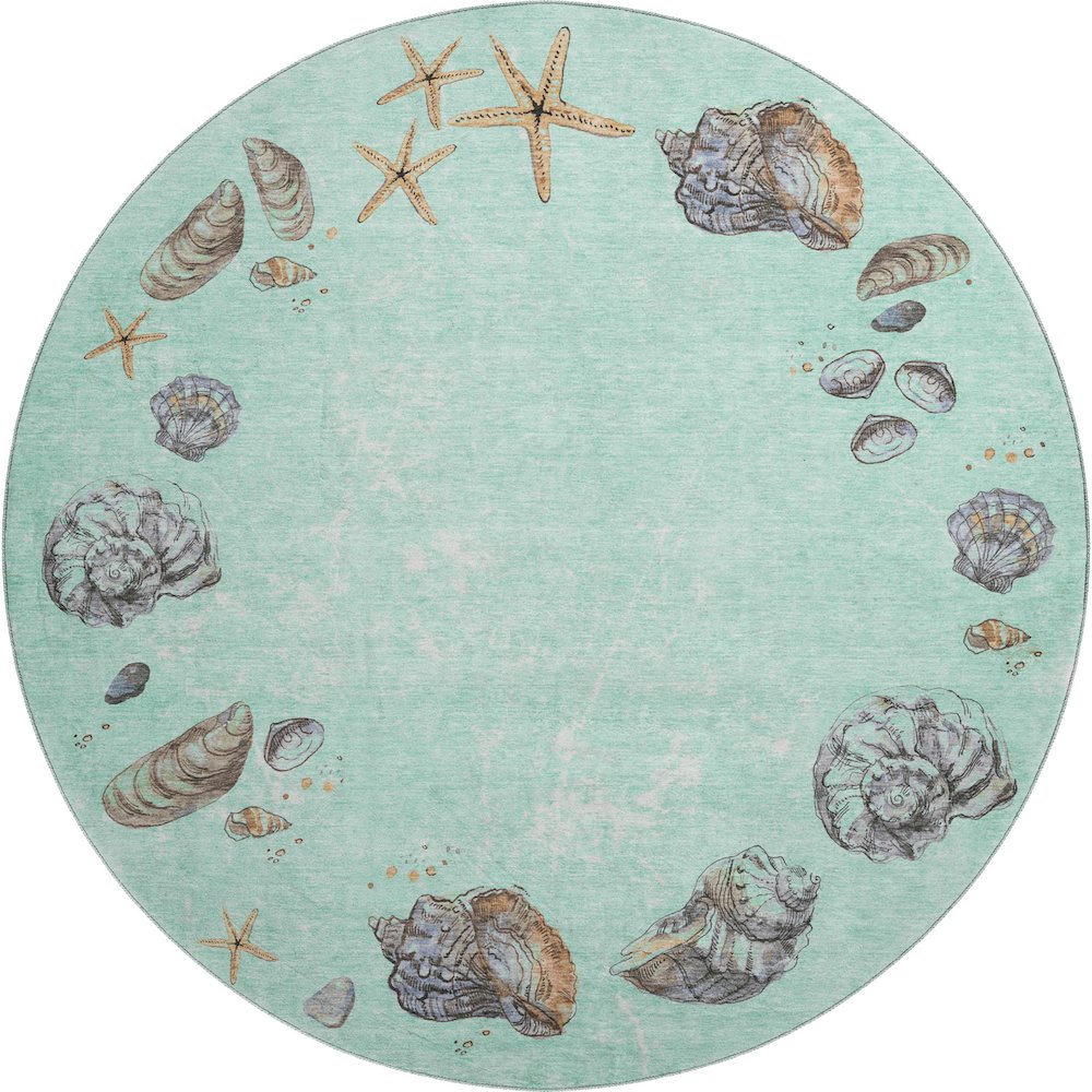 Premium Machine Washable Mayfield  Green 8' x 8' Round Rug. Picture 1