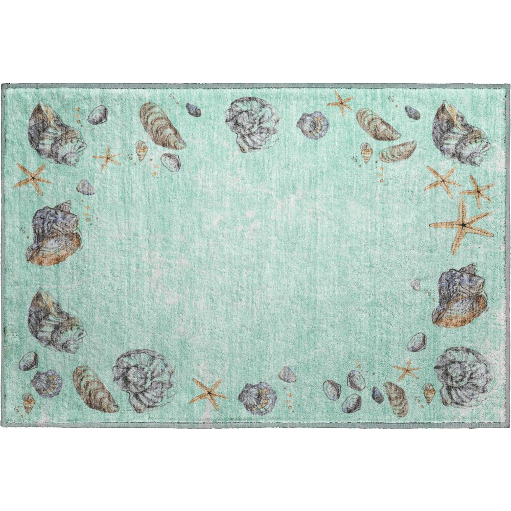 Premium Machine Washable Mayfield  Green 1'8" x 2'6" Rug. Picture 1