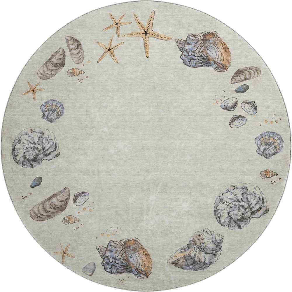 Premium Machine Washable Mayfield  Oyster 8' x 8' Round Rug. Picture 1