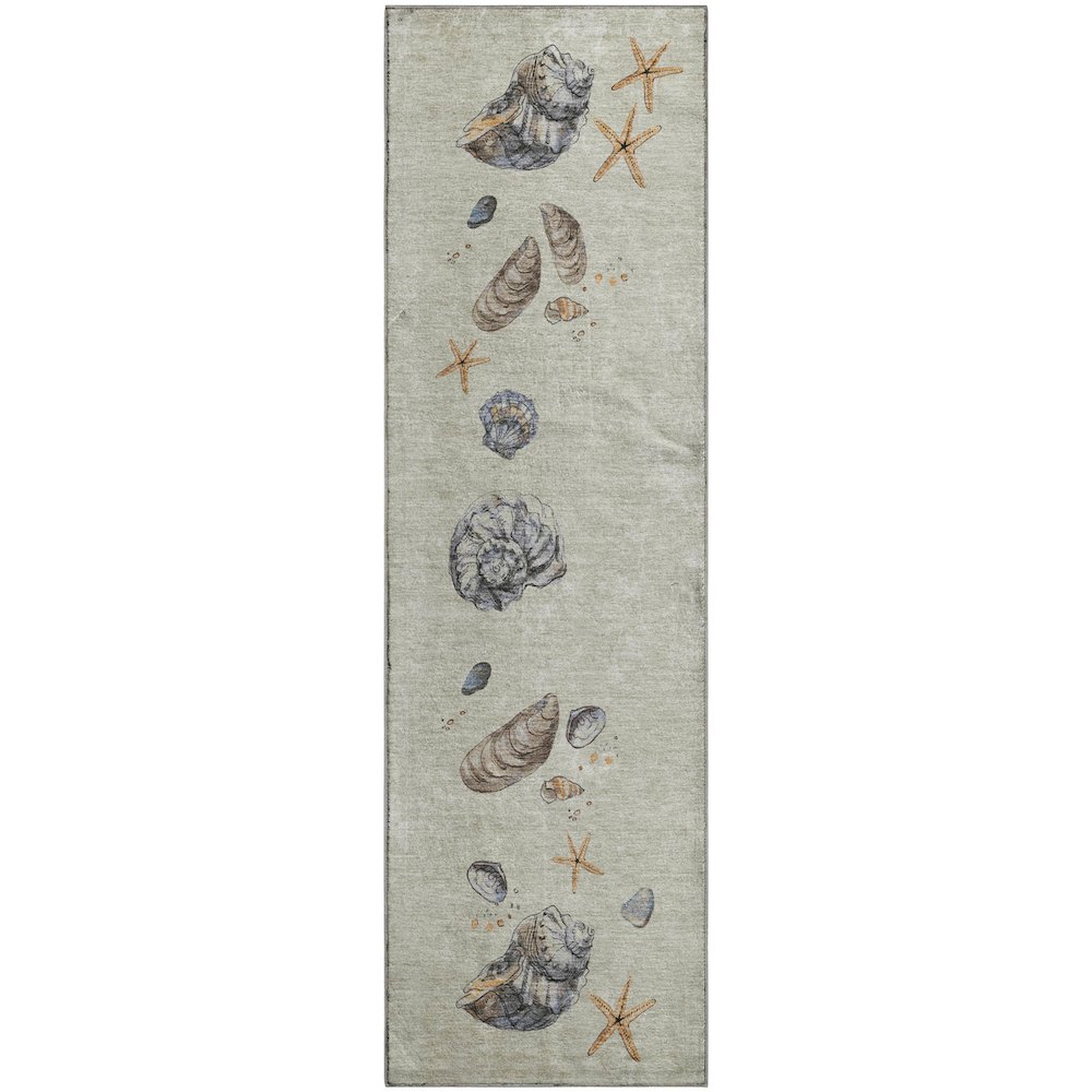 Premium Machine Washable Mayfield  Oyster 2'3" x 7'6" Runner Rug. Picture 1