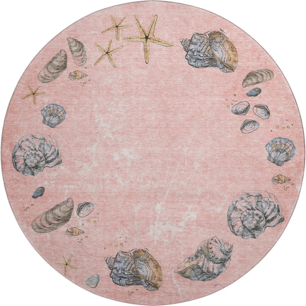 Premium Machine Washable Mayfield  Peach 8' x 8' Round Rug. Picture 1