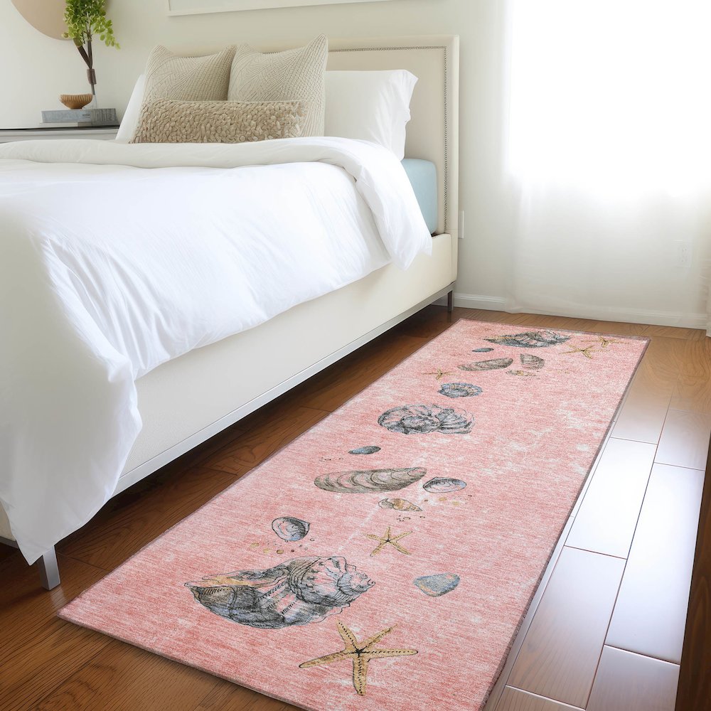 Premium Machine Washable Mayfield  Peach 2'3" x 7'6" Runner Rug. Picture 5