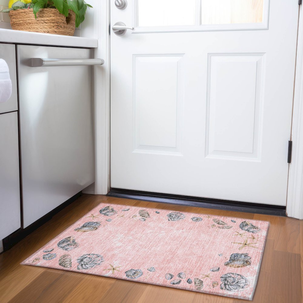 Premium Machine Washable Mayfield  Peach 1'8" x 2'6" Rug. Picture 5