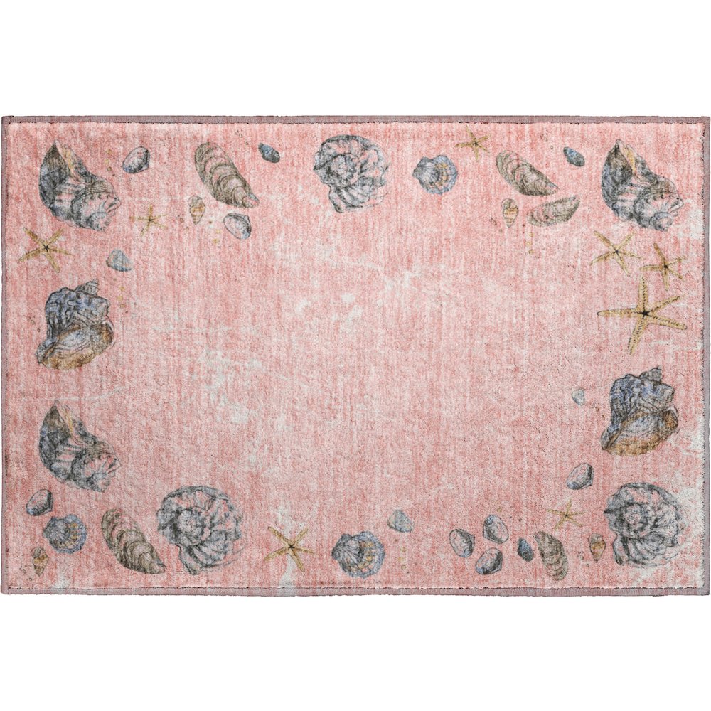 Premium Machine Washable Mayfield  Peach 1'8" x 2'6" Rug. Picture 1